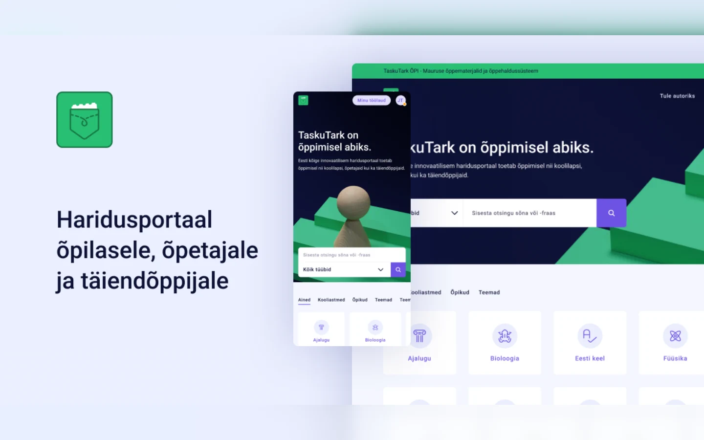 Les interfaces web et mobile de la plateforme éducative TaskuTark